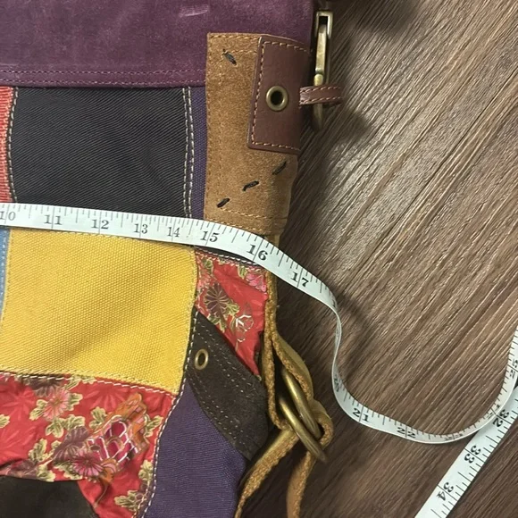 Lucky brand  NWOT suede, leather  and fabric Patchwork Shoulder Bag - Multicolor - Picture 7 of 9
